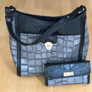 Brahmin Bags | Black & gray shoulder bag + wallet